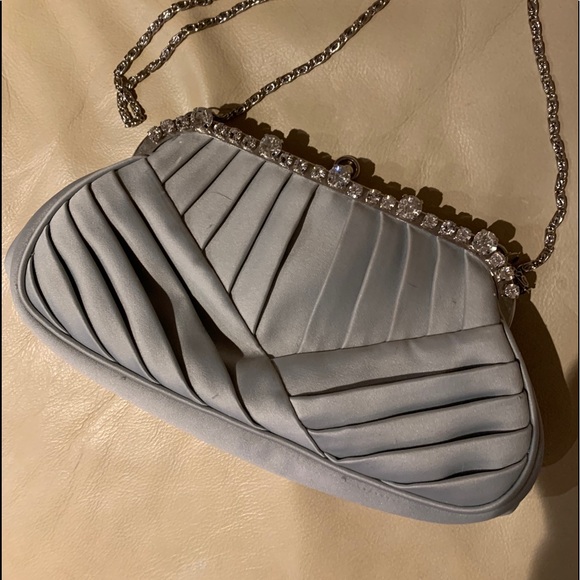 Silver &  Rhinstone clutch purse - Picture 1 of 4